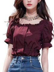 Fashionable High-end Summer Clothing New French Design Ruffled Shirt Chiffon Top