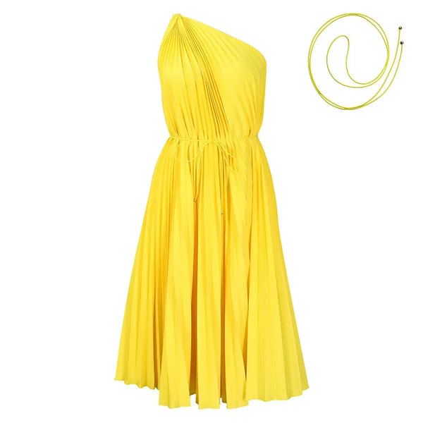 2025 African Pleat Dresses for Women Summer Sexy Africa Sleeveless White Green Yellow Red Party Beach Midi Dress Africa Clothing