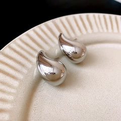 Metal Cool Water Drop Stud Earrings for Women Personality Fashion Europe and America New Trendy Temperament Jewelry Wholesale