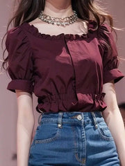 Fashionable High-end Summer Clothing New French Design Ruffled Shirt Chiffon Top