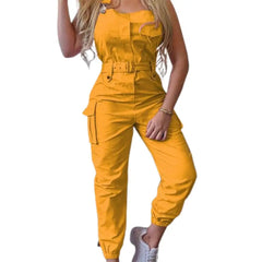 European and American Fashion Women Loose Strap Jumpsuit Ankle Tied Harem Trousers