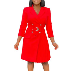 2025 Summer Autumn 3/4 Sleeve Elegant Midi Dress Women's Clothing Casual Party Work Evening Office Lady A-Line Dresses