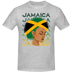 Jamaican Black Girls Jamaica Flag Hair Womens Tee Tops Round Neck Short-Sleeve Fashion Tshirt Clothing Casual Basic T-shirts