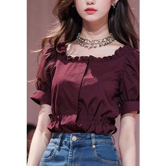Fashionable High-end Summer Clothing New French Design Ruffled Shirt Chiffon Top