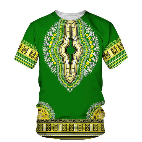Summer Fashion Dashiki Men Casual Wear in vibrant colors, perfect for summer outings.
