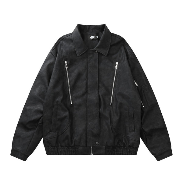 American Retro Motorcycle Clothing Leather Coat