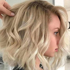 Women's Short Curly Hair Brown Mixed Gold Synthetic Wigs